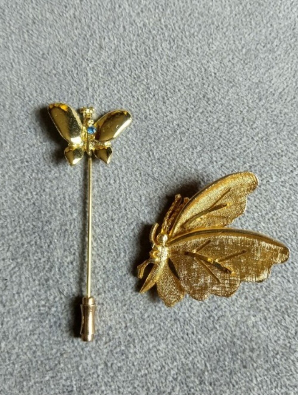 Gold Butterfly Brooch and Stick Pin Set - Elegant Womens Jewelry